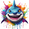 Bunter Hai mit Farbspritzern