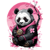 Pink panda in floral kimono
