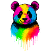 Rainbow Panda Dripping Art