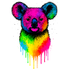 Rainbow Koala Neon Splatter