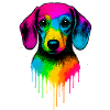 Rainbow Dachshund Drop Art