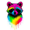 Rainbow Raccoon Graffiti Print