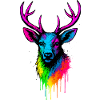 Regenbogen Hirsch Neon Splash