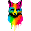 Rainbow Fox Art Motif