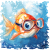 Goldfish with diving goggles