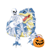 Skeleton Riding Mummy Dinosaur Halloween Tee