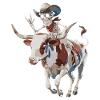 Skeleton cowboy on bull ride