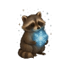 Magischer Waschbär mit Schneeflocke