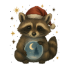 Weihnachts Waschbär mit Schneekugel