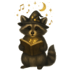 Magic raccoon with songbook