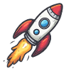 Cartoon Rocket Lightning Force