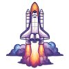 Cartoon rocket in flight