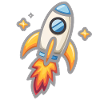 Cartoon rocket in neon style
