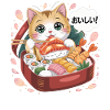 Kawaii Cat with Sushi