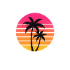 Sunset Palm Trees Silhouette Retro