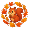 Herbstliches Eichhörnchen im Laubkranz