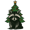 Weihnachts Waschbär vor Tannenbaum
