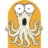 Surprised octopus on orange