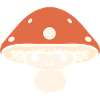 Champignon kawaii orange à pois