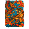 Dragon Tiger Clash, Asian Art Style 