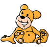 Cheerful cartoon bear sitting