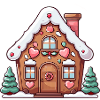 Gingerbread Heart Home Snow Scene