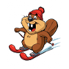 Winter Beaver Skier Cartoon