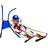 Alpine Skier im Torbogenflug