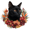 Mystical Bombay cat floral