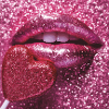 Rosa Glitzerlippen und Zuckerherz