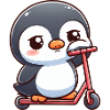 Cute Cartoon Penguin Scooter Scooter Boredom