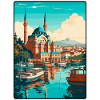 Istanbul Turkey Harbour Mosaic Travel Poster