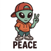 Alien Peace Sign Streetwear