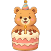 Cuddly Bear Birthday Cake Illustration