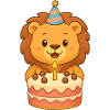 Lion with birthday cake