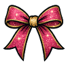 Pink glitter bow gold rim