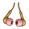 Gold Glitter Earbuds Pink
