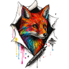 Regenbogenfuchs Kunst mit Farbspritzer