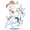 Skeleton cowboy on goat