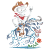 Skeleton Cowboy Rodeo on Wildebeest