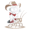 Skeleton cowboy on cockroach