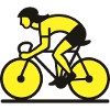 Gelber Rennradfahrer Silhouette