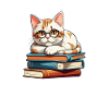 Read kittens on books with glasses
