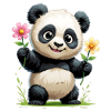 Panda Flower Greeting