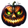 Neon Ember Pumpkin Face