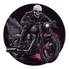 Skeleton Biker Flames Motorcycle