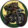 Werewolf biker under moonlight