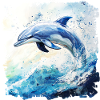 Aquarelle Dolphin Leap