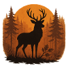 Hirschsilhouette Herbstwald