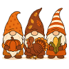 Autumn Gnome Trio Pumpkin Turkey Gnome